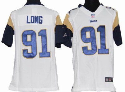 Nike Jersey White Game youths St. Louis Rams 91 Chris Long
